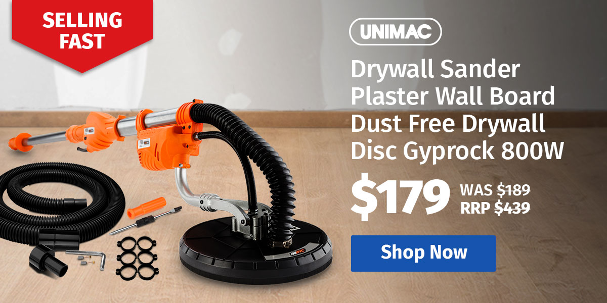  UNIMAC Drywall Sander Plaster Wall Board Dust Free Drywall Disc Gyprock 800W