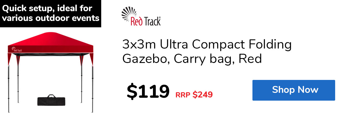 3x3m Ultra Compact Folding Gazebo, Carry bag, Red