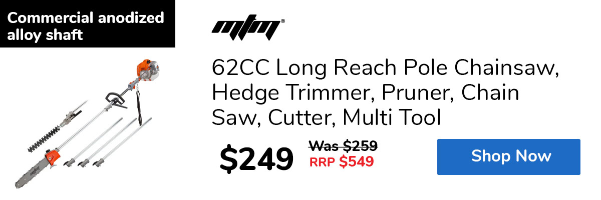 62CC Long Reach Pole Chainsaw, Hedge Trimmer, Pruner, Chain Saw, Cutter, Multi Tool