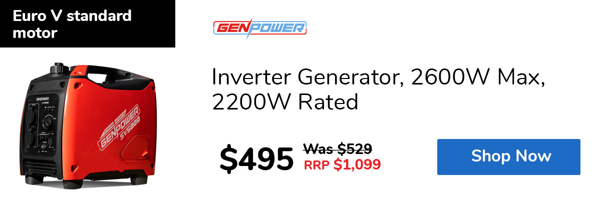 Inverter Generator, 2600W Max, 2200W Rated