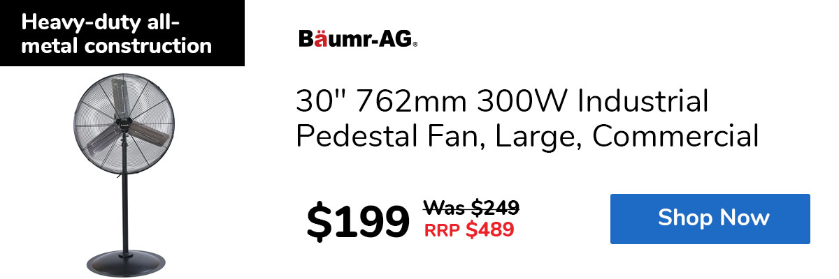 30" 762mm 300W Industrial Pedestal Fan, Large, Commercial