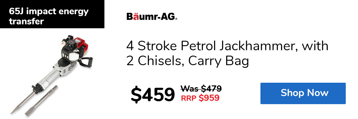 4 Stroke Petrol Jackhammer, with 2 Chisels, Carry Bag