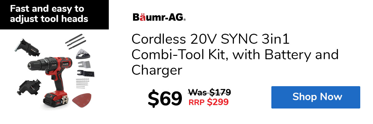 Cordless 20V SYNC 3in1 Combi-Tool Kit, with Battery and Charger