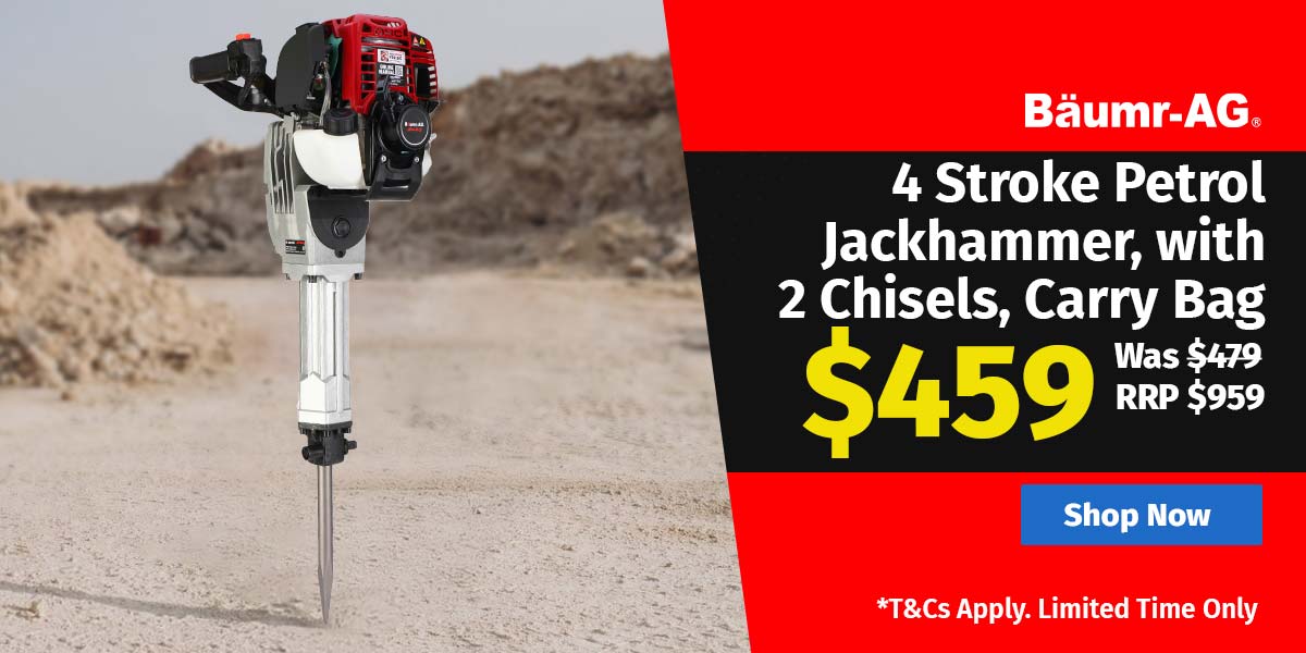 4 Stroke Petrol Jackhammer, with 2 Chisels, Carry Bag