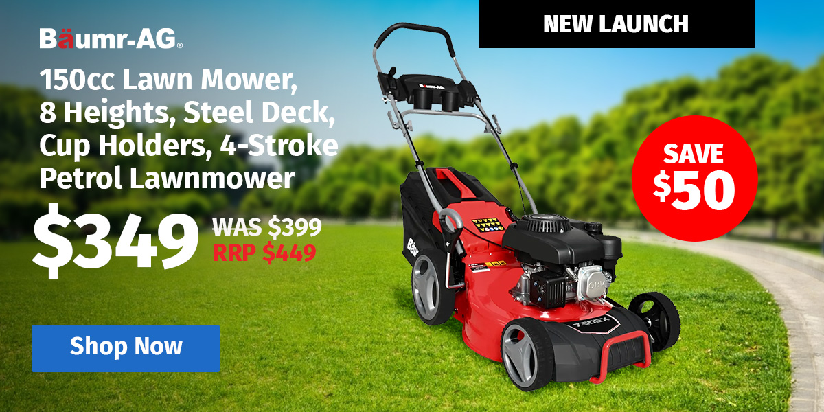 BAUMR-AG 18" 150cc Lawn Mower, 8 Heights, Steel Deck, Cup Holders, 4-Stroke Petrol Lawnmower - 730EX