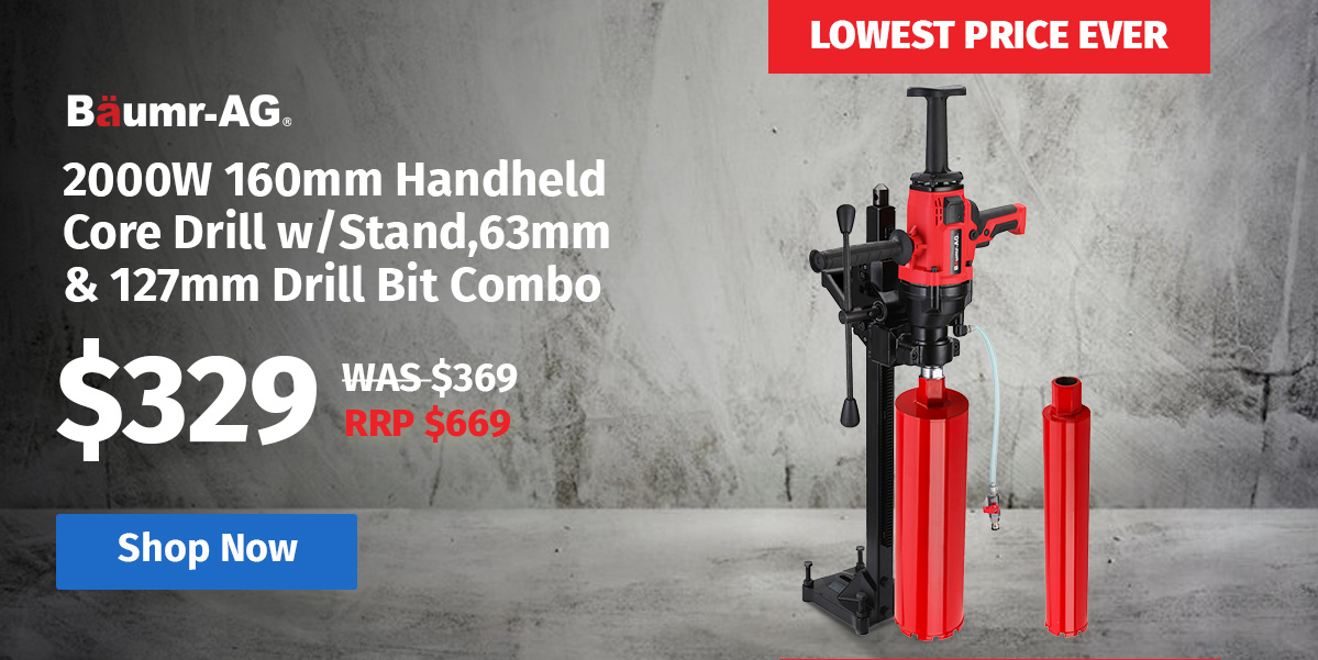 BAUMR-AG 2000W 160mm Handheld Core Drill w/Stand,63mm & 127mm Drill Bit Combo, for Concrete Coring Hole Drilling