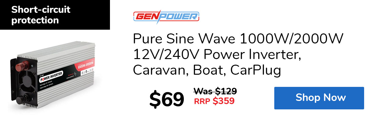 Pure Sine Wave 1000W/2000W 12V/240V Power Inverter, Caravan, Boat, CarPlug