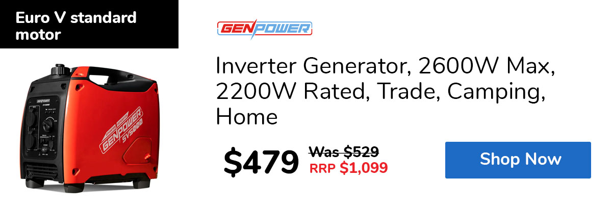 Inverter Generator, 2600W Max, 2200W Rated, Trade, Camping, Home