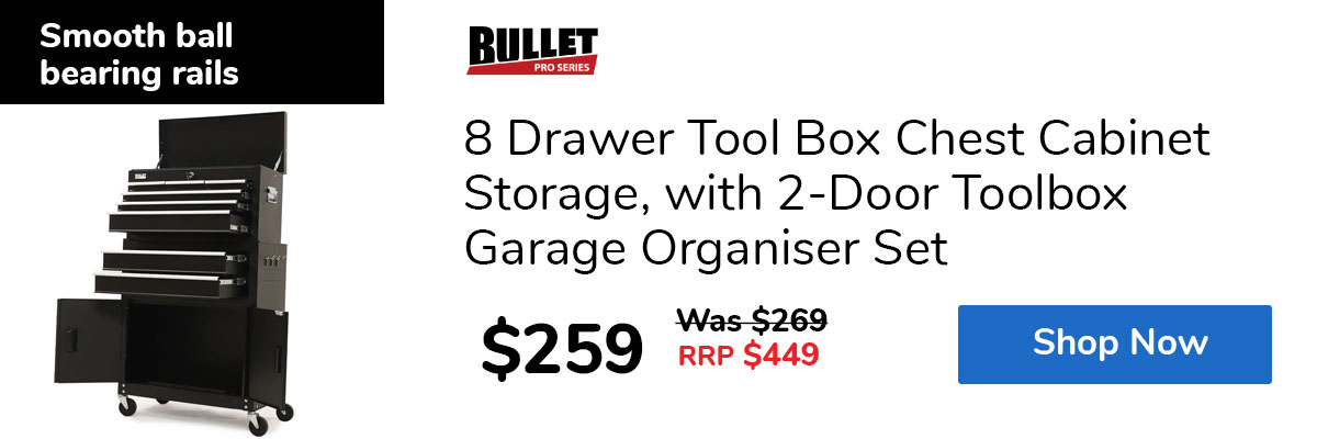 8 Drawer Tool Box Chest Cabinet Storage, with 2-Door Toolbox Garage Organiser Set