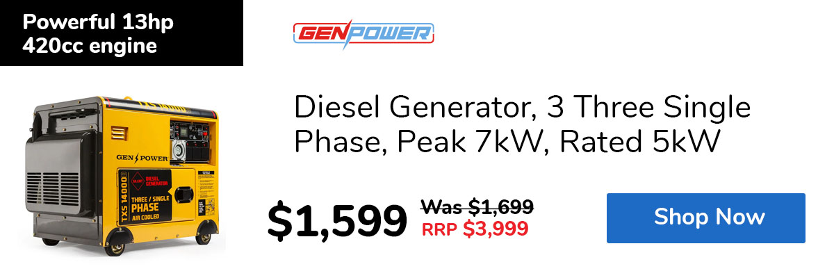 Diesel Generator, 3 Three Single Phase, Peak 7kW, Rated 5kW