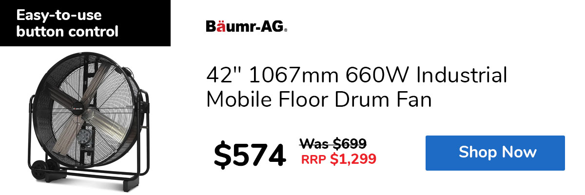 42" 1067mm 660W Industrial Mobile Floor Drum Fan