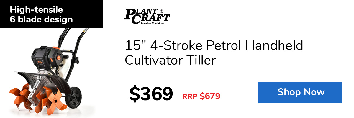 15" 4-Stroke Petrol Handheld Cultivator Tiller