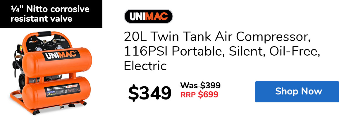 20L Twin Tank Air Compressor, 116PSI Portable, Silent, Oil-Free, Electric