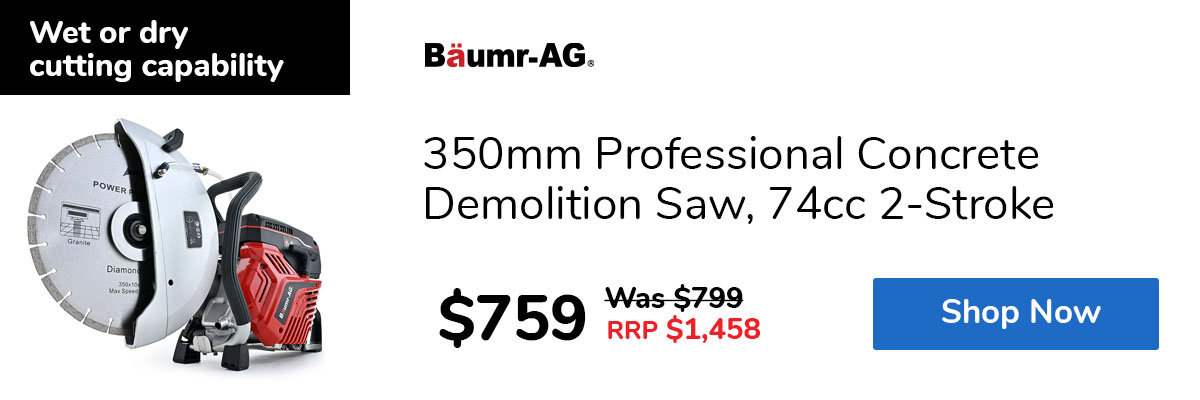 350mm Professional Concrete Demolition Saw, 74cc 2-Stroke