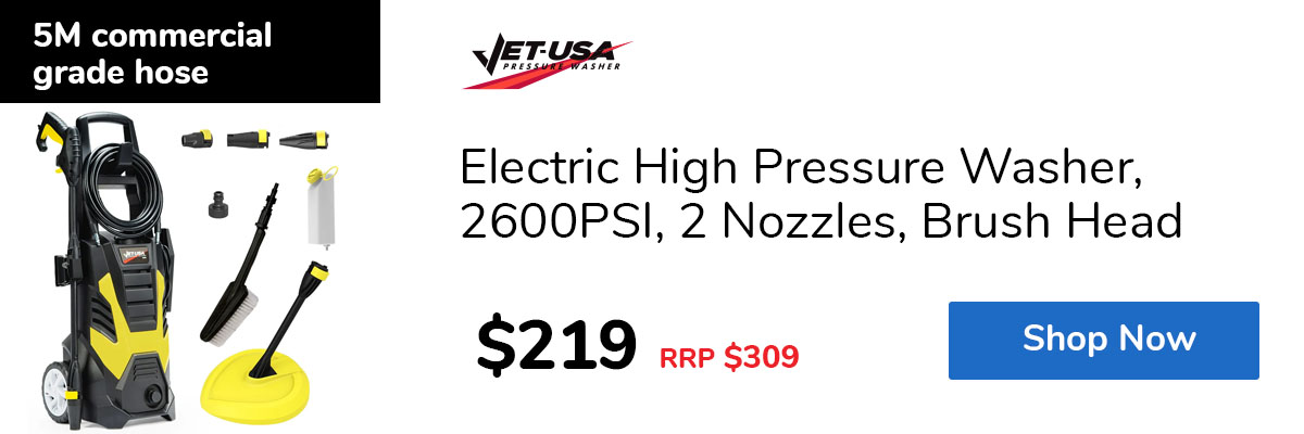 Electric High Pressure Washer, 2600PSI 2 Nozzles, Brush Head