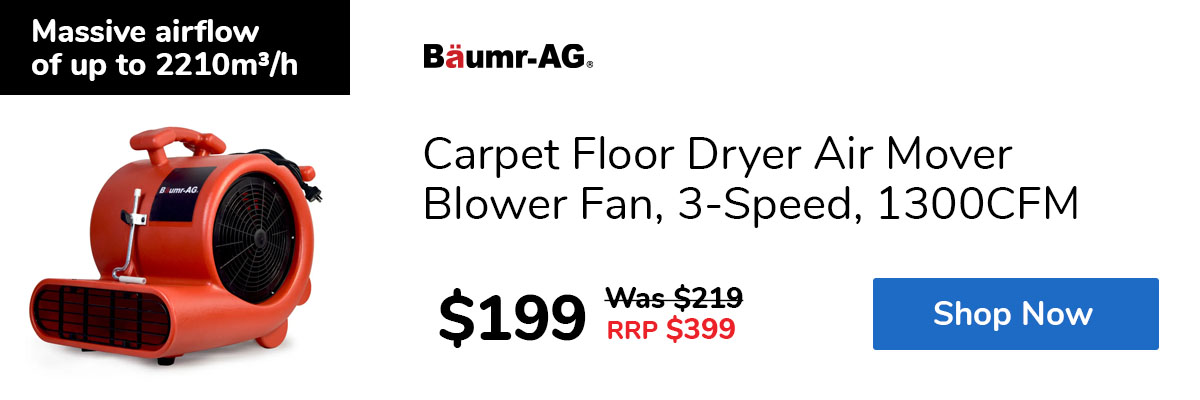 Carpet Floor Dryer Air Mover Blower Fan, 3-Speed, 1300CFM