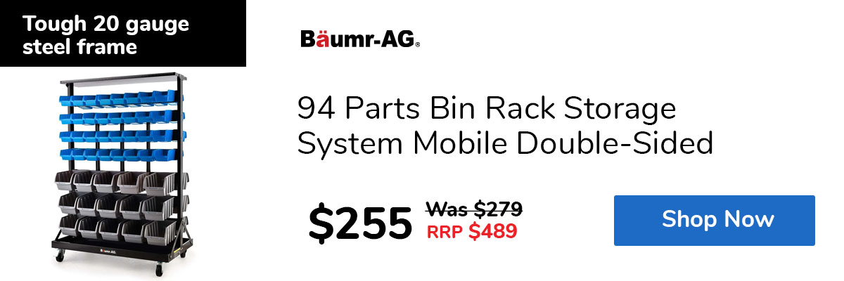 94 Parts Bin Rack Storage System Mobile Double-Sided