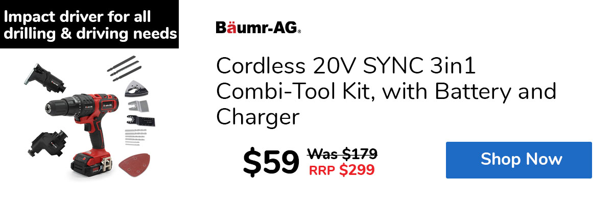 Cordless 20V SYNC 3in1 Combi-Tool Kit, with Battery and Charger