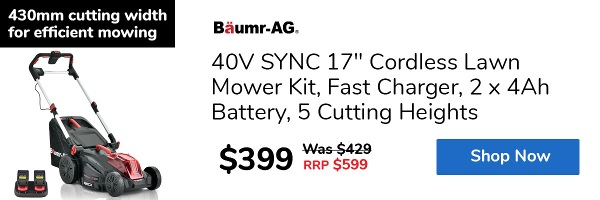 40V SYNC 17" Cordless Lawn Mower Kit, Fast Charger, 2 x 4Ah Battery, 5 Cutting Heights