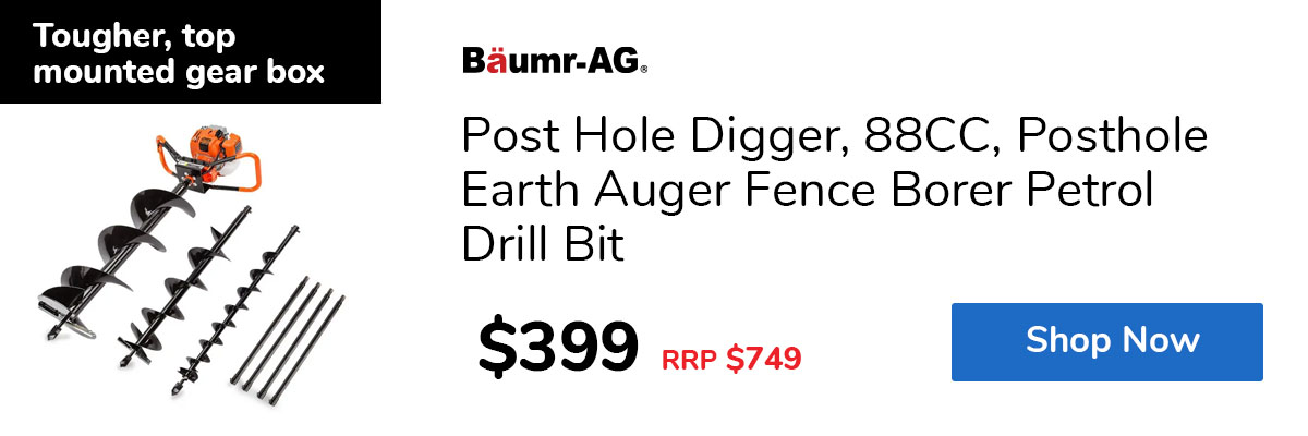 Post Hole Digger, 88CC, Posthole Earth Auger Fence Borer Petrol Drill Bit