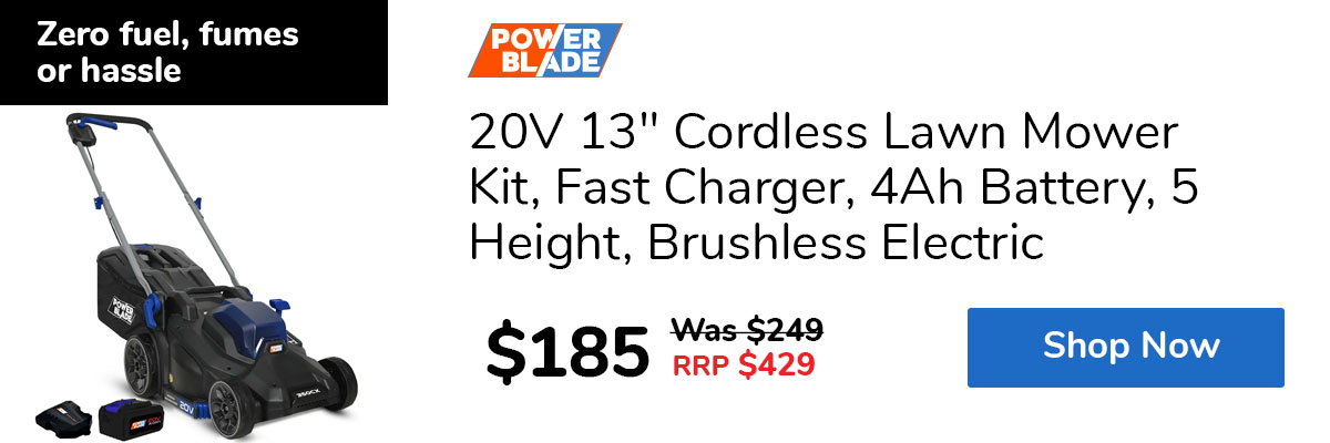 20V 13" Cordless Lawn Mower Kit, Fast Charger, 4Ah Battery, 5 Height, Brushless Electric