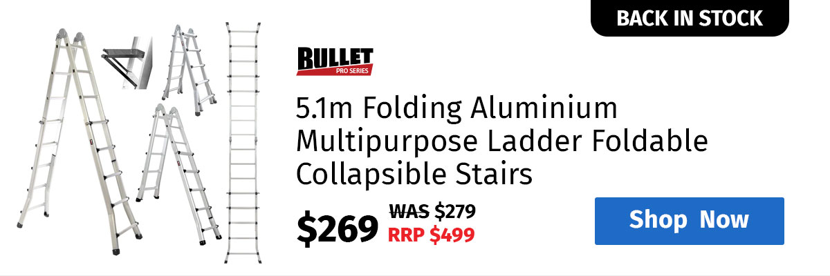 BULLET 5.1m Folding Aluminium Multipurpose Ladder Foldable Collapsible Stairs