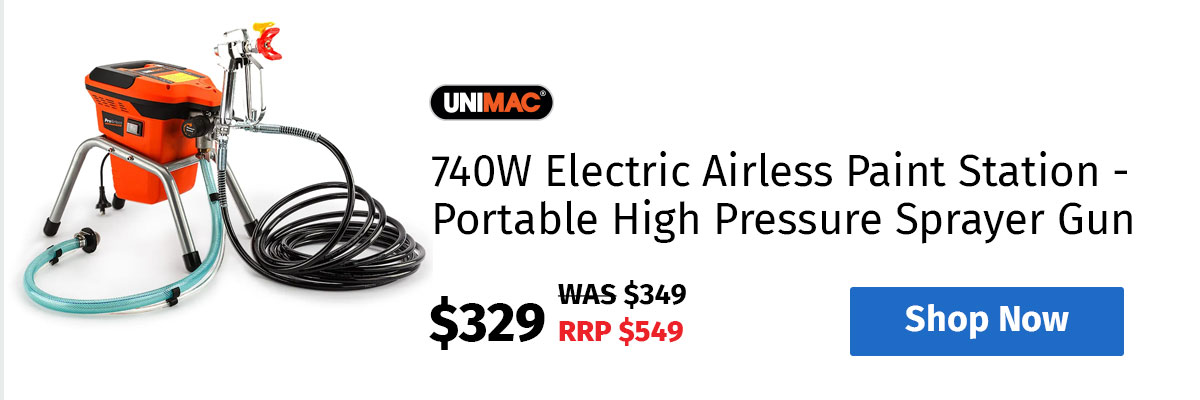 UNIMAC 740W Electric Airless Paint Station - Portable High Pressure Sprayer Gun