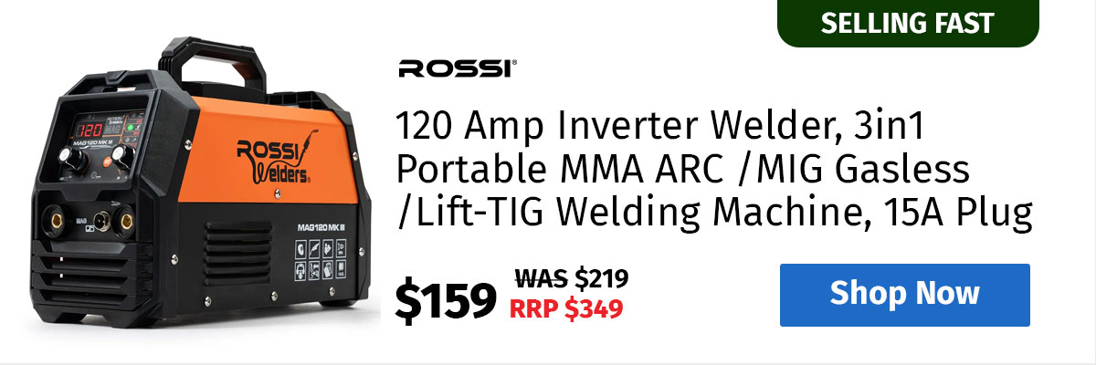 ROSSI 120 Amp Inverter Welder, 3in1 Portable MMA ARC /MIG Gasless /Lift-TIG Welding Machine, 15A Plug
