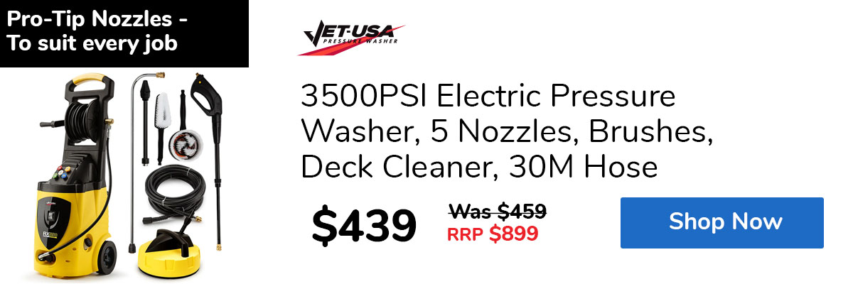 3500PSI Electric Pressure Washer, 5 Nozzles, Brushes, Deck Cleaner, 30M Hose
