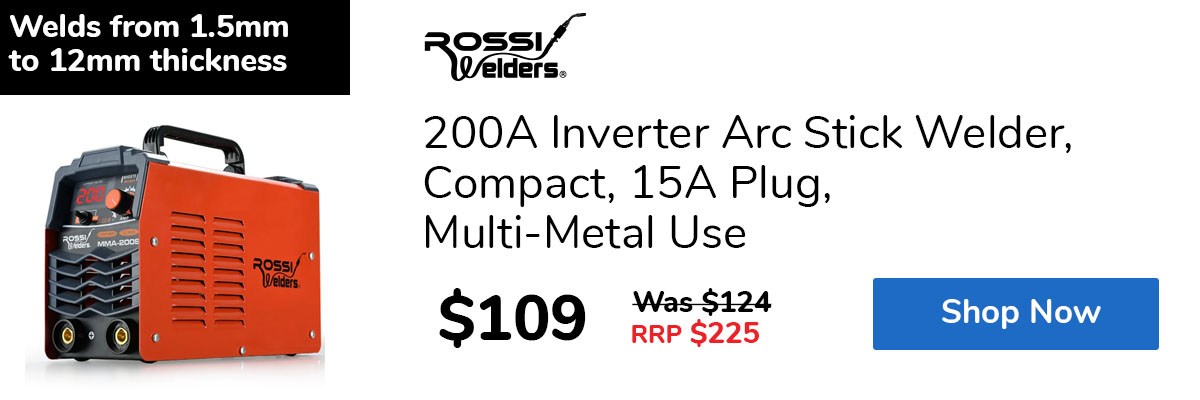 200A Inverter Arc Stick Welder, Compact, 15A Plug, Multi-Metal Use