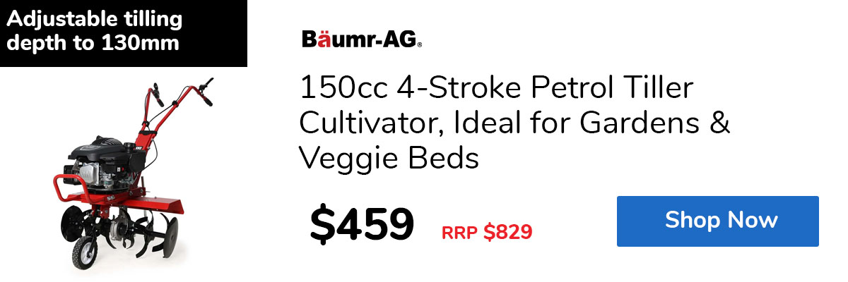 150cc 4-Stroke Petrol Tiller Cultivator, Ideal for Gardens & Veggie Beds