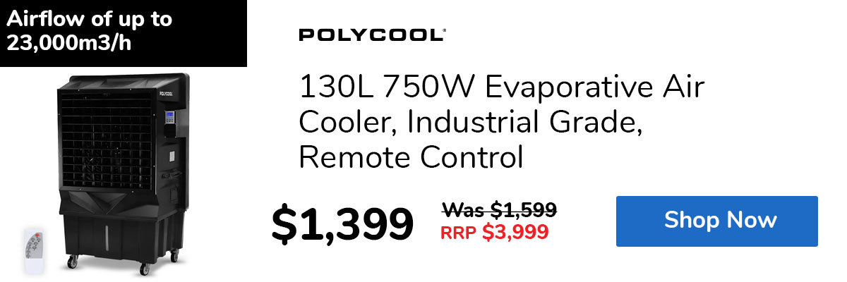 130L 750W Evaporative Air Cooler, Industrial Grade, Remote Control