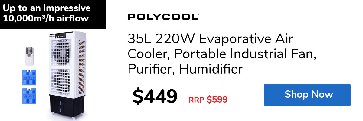 35L 220W Evaporative Air Cooler, Portable Industrial Fan, Purifier, Humidifier