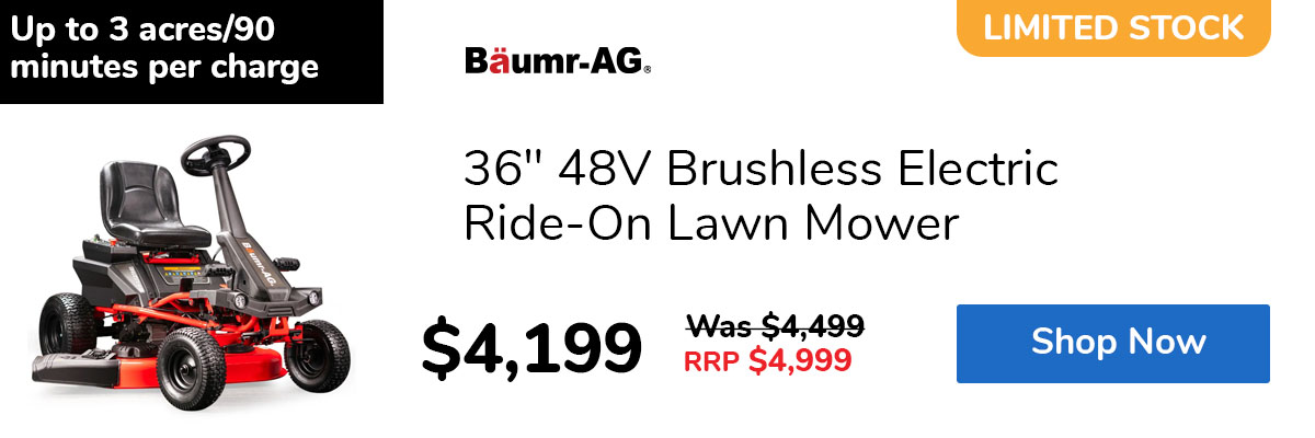 36" 48V Brushless Electric Ride-On Lawn Mower