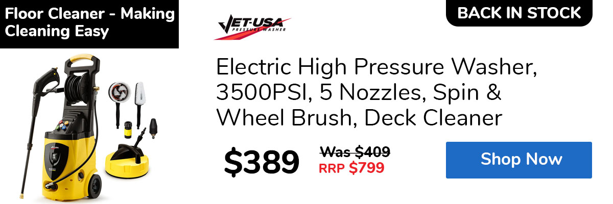 Electric High Pressure Washer, 3500PSI, 5 Nozzles, Spin & Wheel Brush, Deck Cleaner