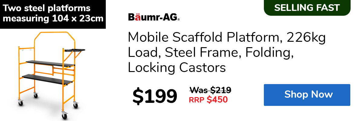 Mobile Scaffold Platform, 226kg Load, Steel Frame, Folding, Locking Castors