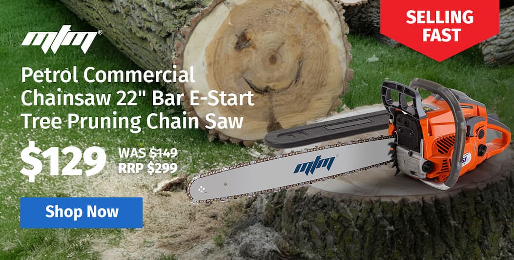 MTM Petrol Commercial Chainsaw 22" Bar E-Start Tree Pruning Chain Saw Top Handle