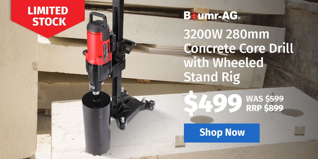 BAUMR-AG 3200W 280mm Concrete Core Drill with Wheeled Stand Rig