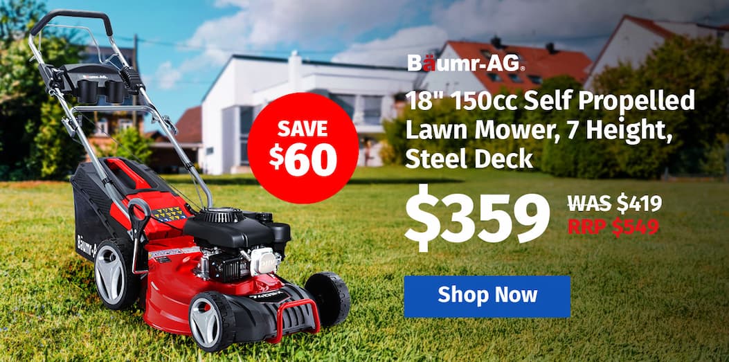 BAUMR-AG 18" 150cc Self Propelled Lawn Mower, 7 Height, Steel Deck, Cup Holders, 4-Stroke Petrol Lawnmower - 740SX