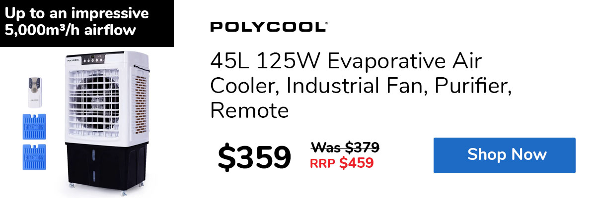 45L 125W Evaporative Air Cooler, Industrial Fan, Purifier, Remote