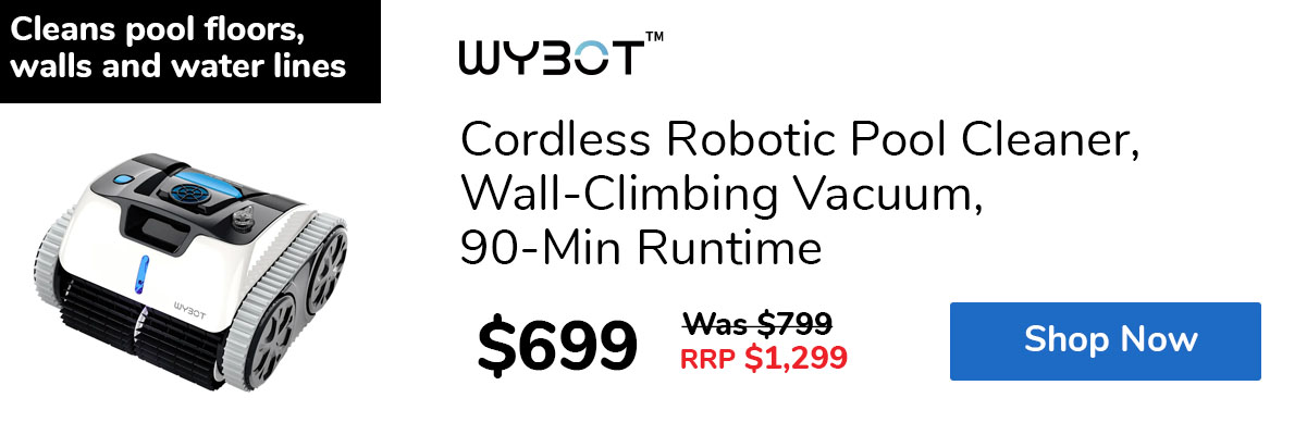 Cordless Robotic Pool Cleaner, Wall-Climbing Vacuum, 90-Min Runtime