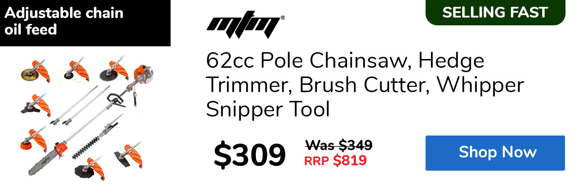 62cc Pole Chainsaw, Hedge Trimmer, Brush Cutter, Whipper Snipper Tool
