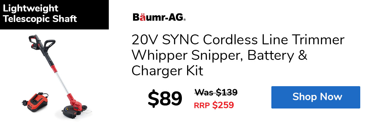 20V SYNC Cordless Line Trimmer Whipper Snipper, Battery & Charger Kit