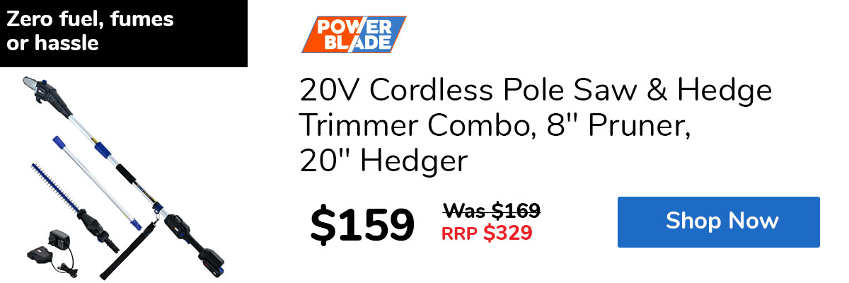 20V Cordless Pole Saw & Hedge Trimmer Combo, 8" Pruner, 20" Hedger