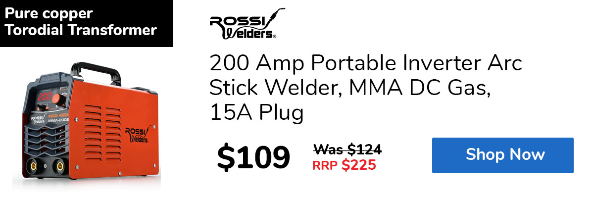 200 Amp Portable Inverter Arc Stick Welder, MMA DC Gas, 15A Plug