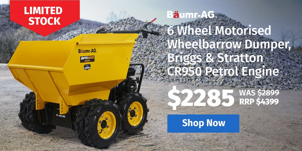 Baumr-AG 6 Wheel Motorised Wheelbarrow Dumper, Briggs & Stratton CR950 Petrol Engine, 500kg Capacity