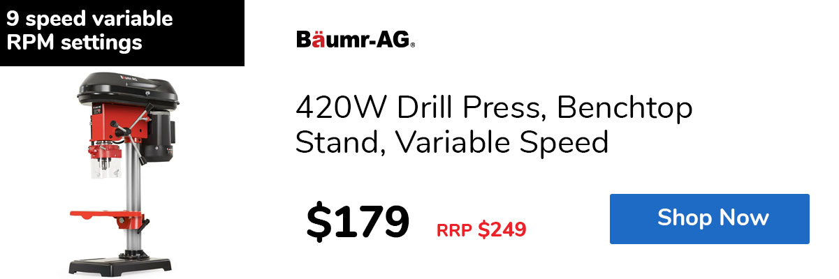 420W Drill Press, Benchtop Stand, Variable Speed