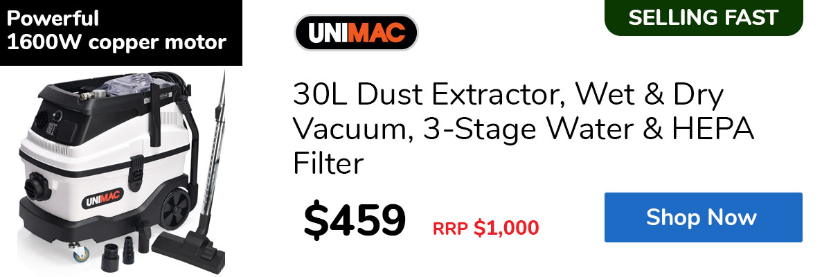 30L Dust Extractor, Wet & Dry Vacuum, 3-Stage Water & HEPA Filter