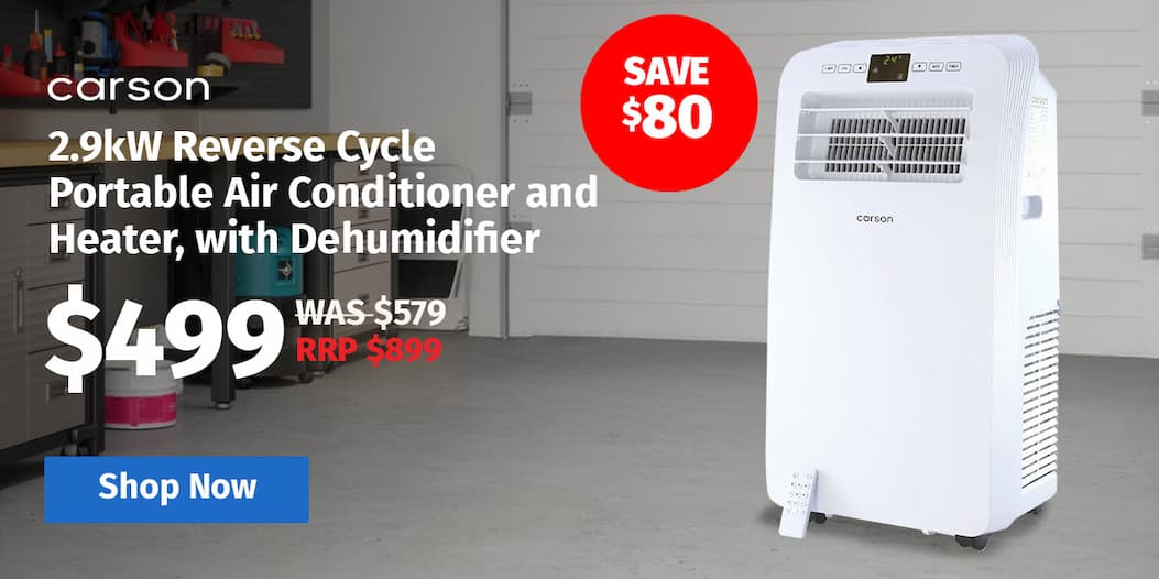 CARSON 2.9kW Reverse Cycle Portable Air Conditioner and Heater, with Dehumidifier, Cooling and Heating AC