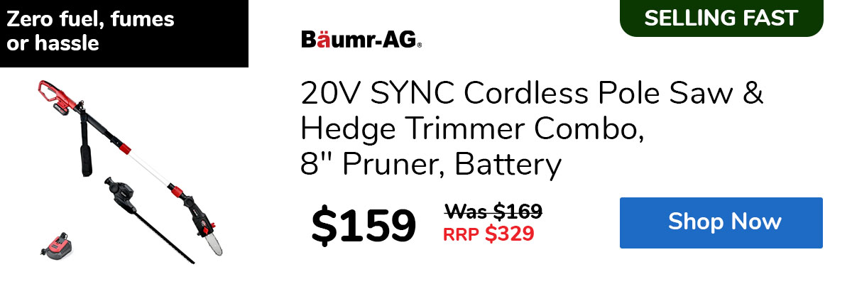 20V SYNC Cordless Pole Saw & Hedge Trimmer Combo, 8" Pruner, Battery
